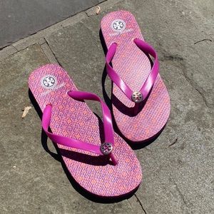Tory Burch Purple and Orange Flip Flops